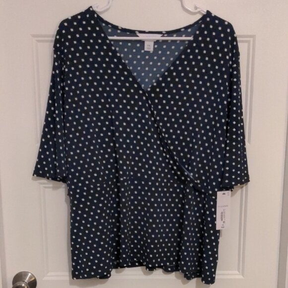 NWT Liz Claiborne XXL Polka Dot 2-Pack Faux Wrap Blouse Bundle - Picture 1 of 12
